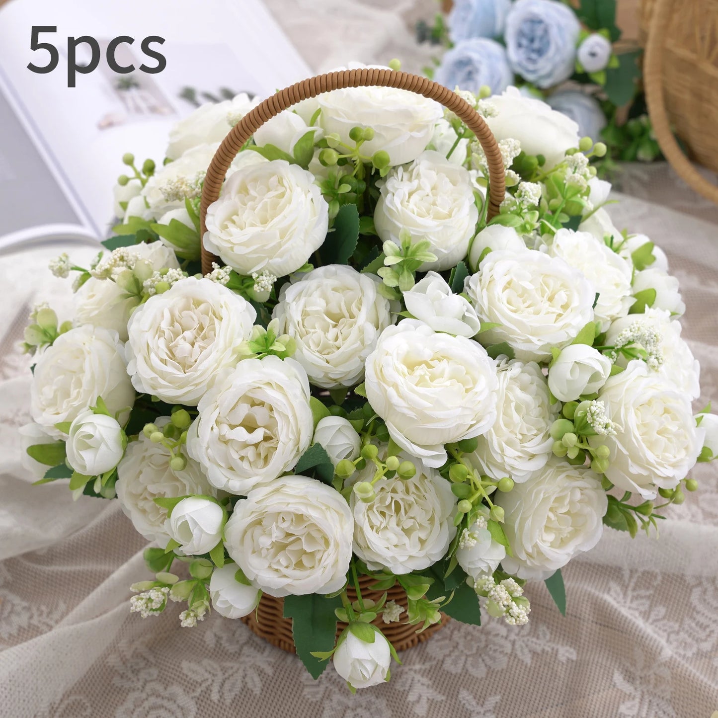 1pc Artificial Flower for Decoration Fake Flowers Silk Peony Faux Bouquet Plastic Arrangements for Home Bridal Wedding Party