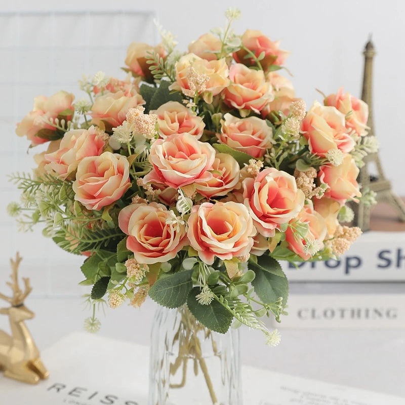 Artificial Rose Flowers Bouquet Silk Fake Flowers for Home Room Decor Garden Wedding Decoration Party Table Center DIY Ornaments