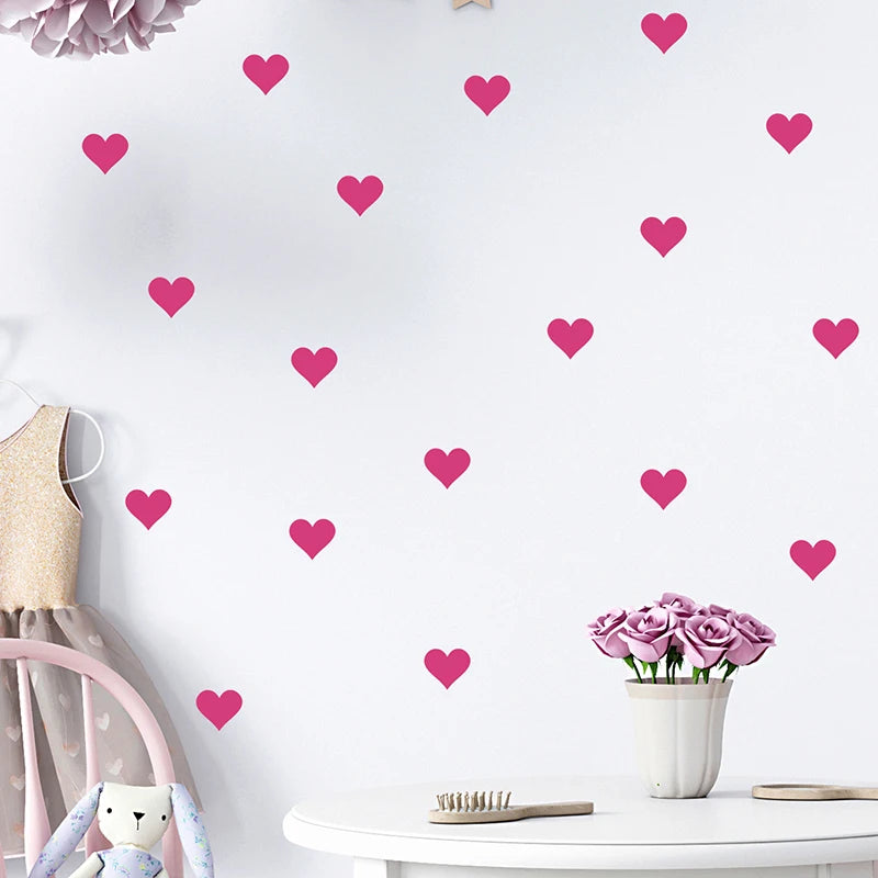 54pcs/set 5cm Soft Pink Heart Shape Wall Stickers for Kids Room Baby Nursery Room Wall Decals Bedroom Girl Room Home Decor Vinyl