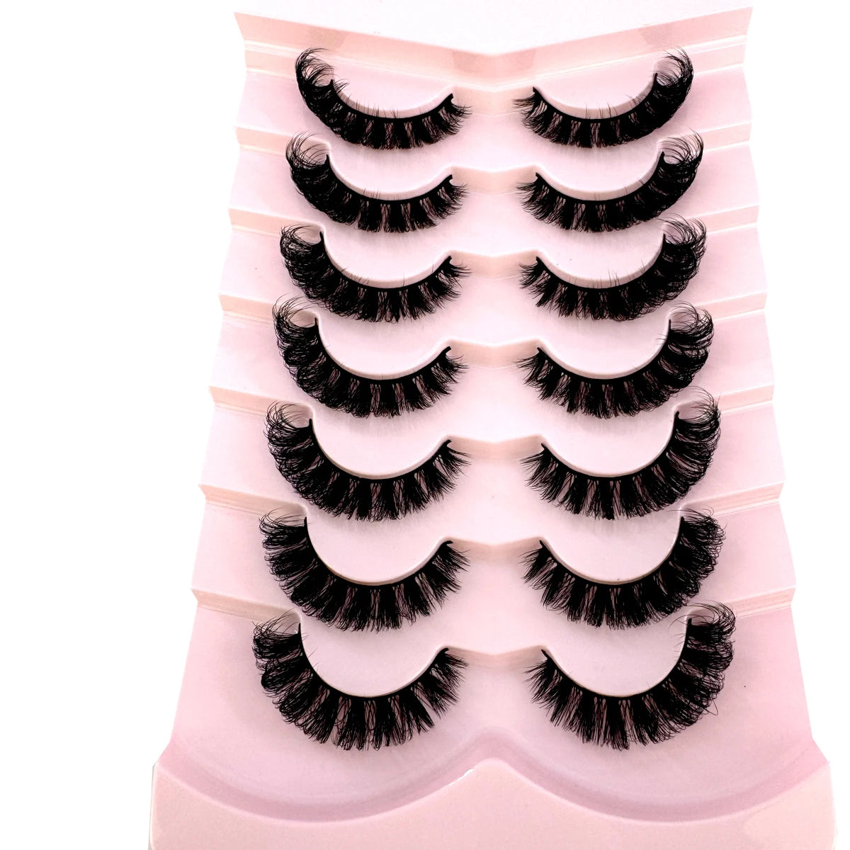 7pairs Natural Russian Strip Lashes Fluffy Mink Lashes 3D False Eyelashes Fluffy Volume Eyelashes Fake Eyelash Extension Make Up