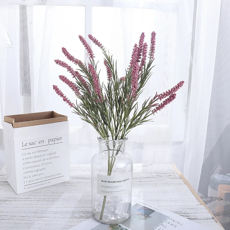 Foam Artificial Flowers Lavender Bouquet Christmas Wedding Home Decoration Indoor Outdoor Home Office Table Arrange Fake Plants
