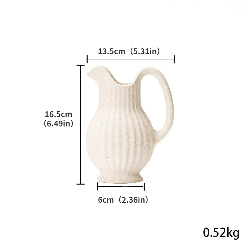 White Pot shaped Ceramic Vase Kettle Ceramic Vase Dual-use Irrigation And Watering European Minimalism