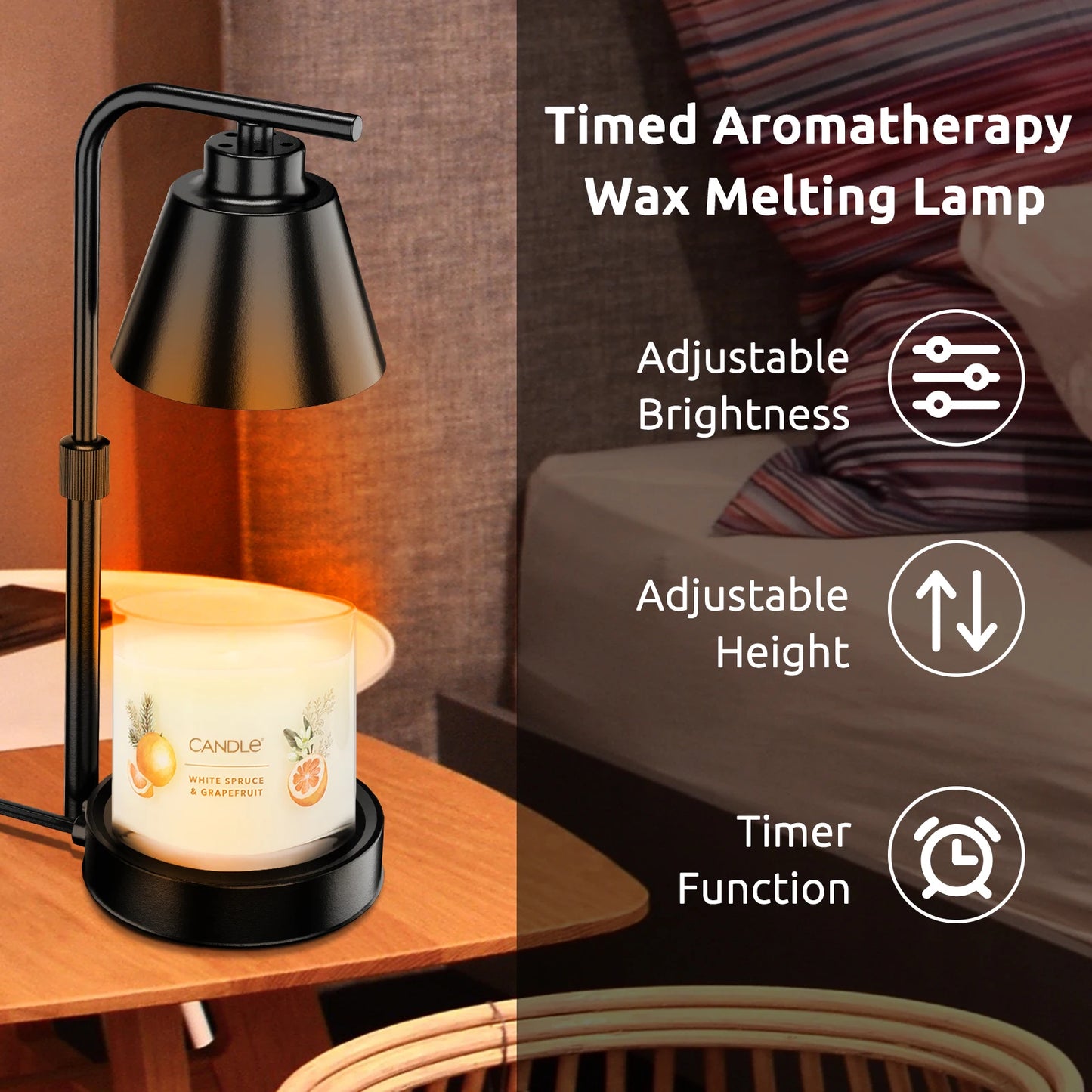 Candle Warmer Lamp with Timer- Dimmable Electric Wax Melt Warmer, Lamp Candle Warmer 110v US Plug