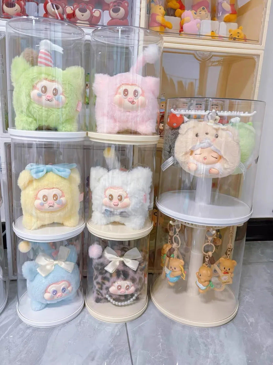 Labubu Pendant Display Box Rotating Transparent Labubu Doll  Storage Blind Box Storage Display Dustproof And Moisture-Proof