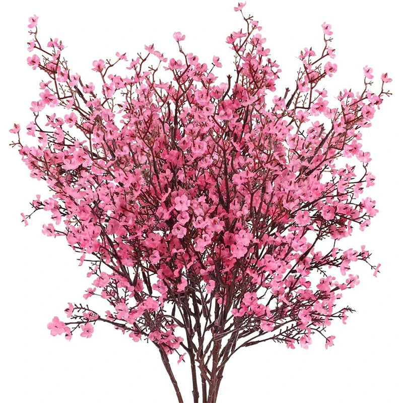Pink Artificial Flowers Cherry Blossoms Gypsophila Fake Plants DIY Wedding Bouquet Vases for Home Decor Faux Christmas Branch