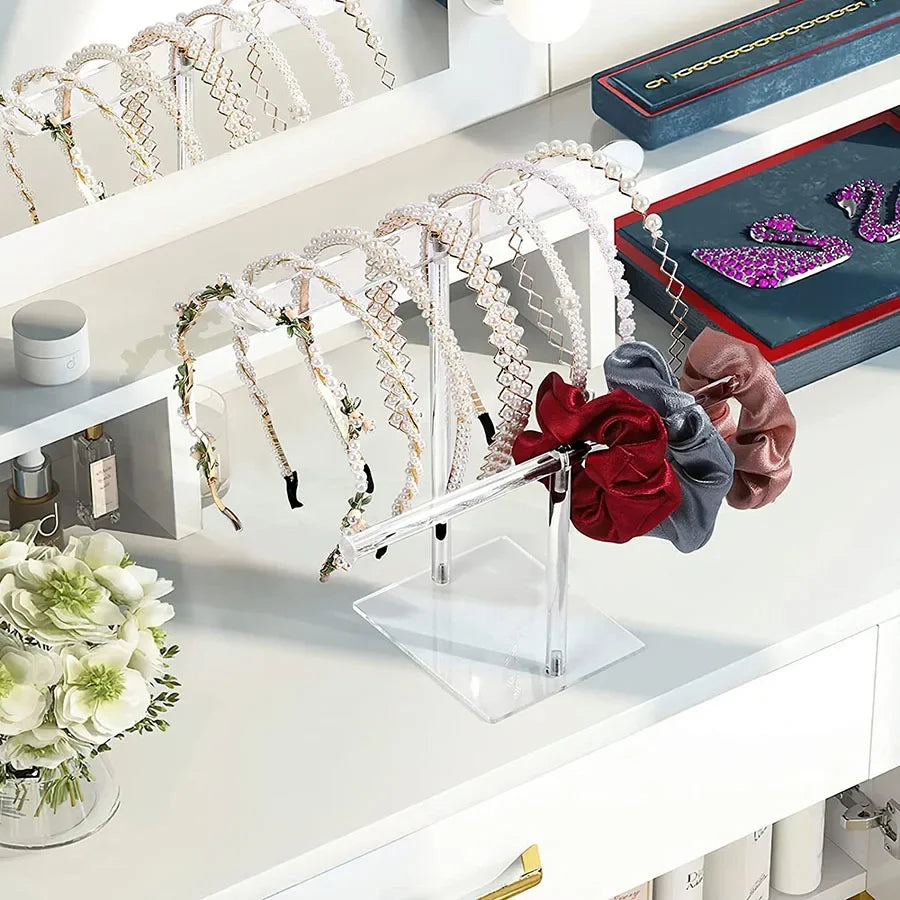 Clear Headband Holder Rack Acrylic Detachable Necklace Bracelet Display Stand Hair Accessory Bar Durable for Hairband Organizer