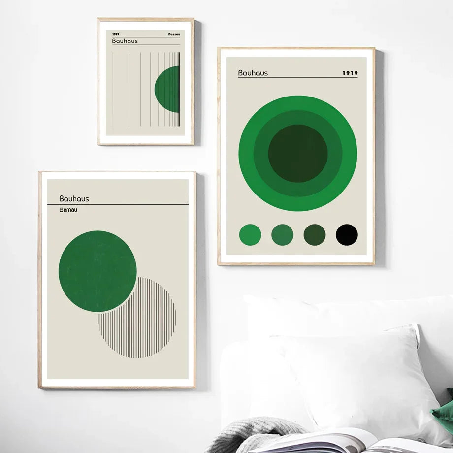 Scandinavian Modern Minimalist Wall Art Abstract Bauhaus Green Beautiful HD Canvas Poster Prints Home Bedroom Living Room Decor