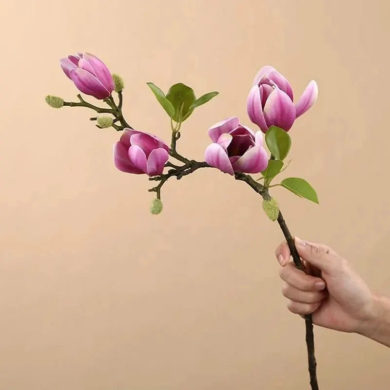 Artificial Magnolia Flower Branch For Home Living Room Decoration Fake Silk Plant Wedding Party Simulation Flower Bouquet