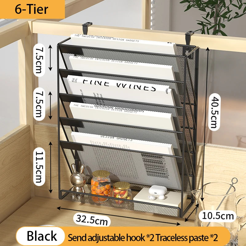 Wall File Holder 5 Pocket Mesh Hanging Wall Organizer Vertical Hanging File Folder Holder Magazine Rack for Paper Organization