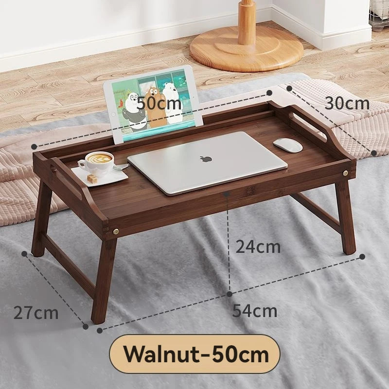 Bamboo breakfast table, bedroom, foldable computer desk, bed, lazy laptop, tablet table, children's study desk