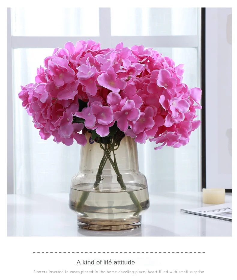 Simulation Mallorca Artificial Flower Big 5 Hydrangea Silk Cloth Home Living Room Table Decoration Wedding Fake Flower Blue