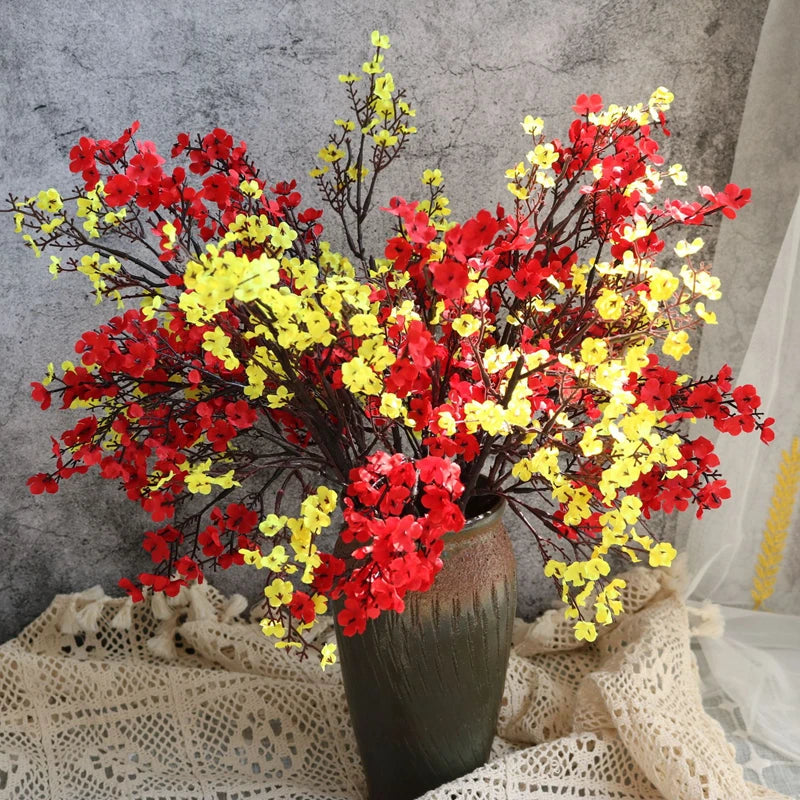 White Artificial Flowers Cherry Blossoms Gypsophila Fake Plants DIY Wedding Bouquet Vases for Home Decor Faux Festival Branch