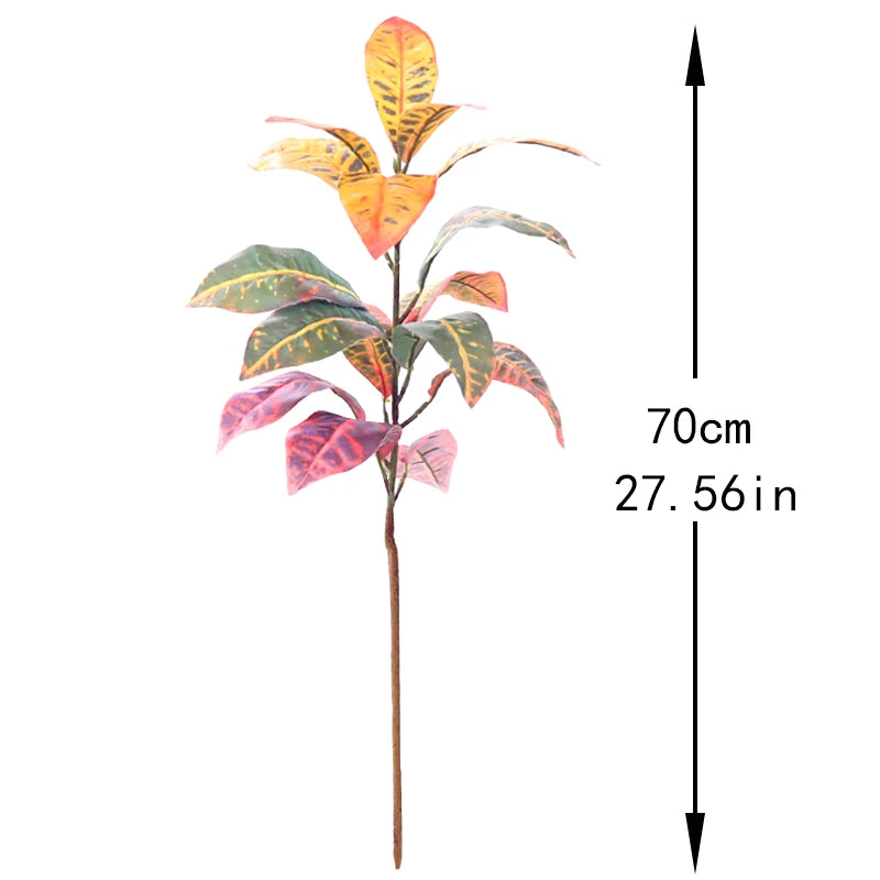 70-100CM Large Fake Ficus Artificial Tropical Rubber Plants Plastic Codiaeum Leaves Autumn Leaves Home Garden Decoration