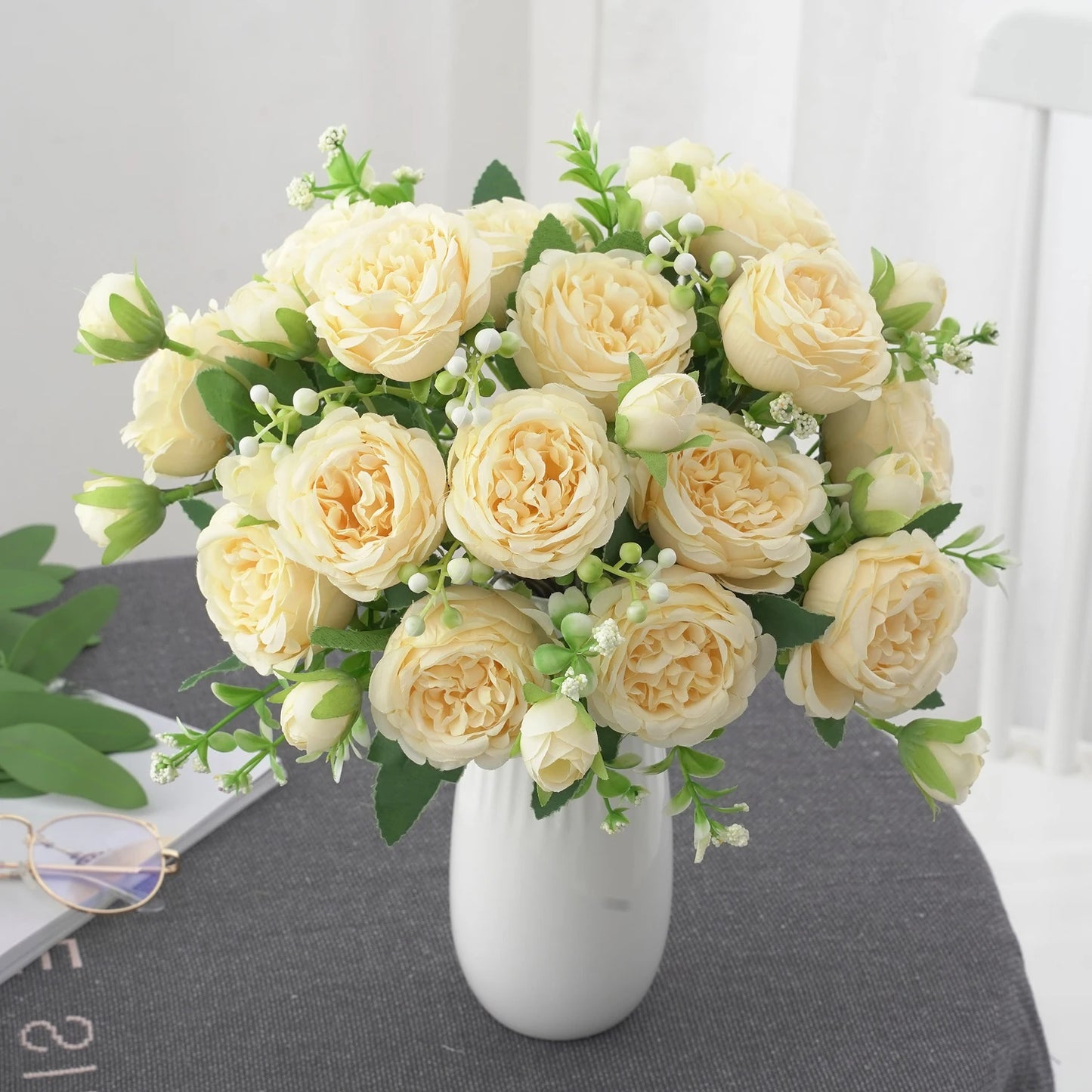 1pc Artificial Flower for Decoration Fake Flowers Silk Peony Faux Bouquet Plastic Arrangements for Home Bridal Wedding Party