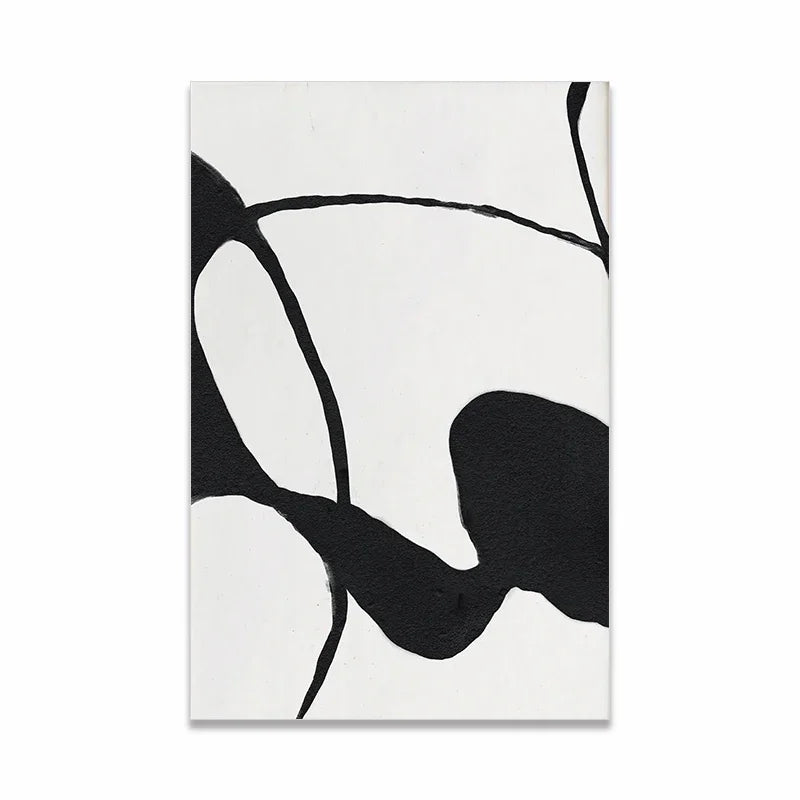 Scandinavian Minimalist Wall Art Modern Black and White Abstract Oil Painting Poster Print Home Bedroom Living Room Decoration