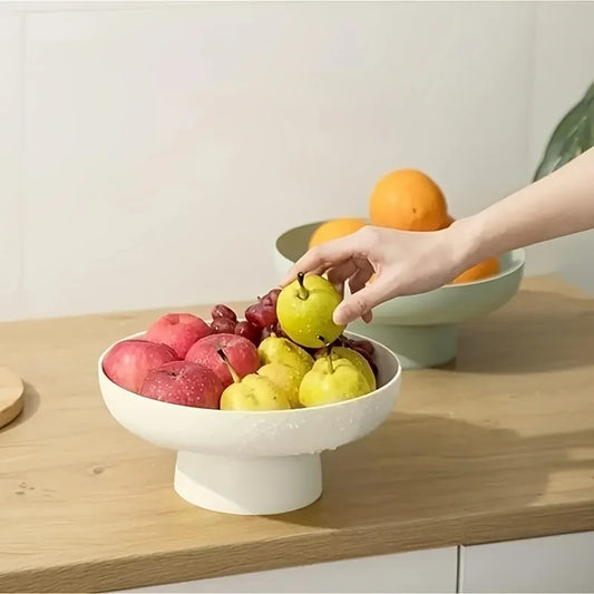 Fruit Vegetable Dish with Drainage Holes, Elegant Plastic Basket for Kitchen Counter/Table Centerpiece Decorative Storage Basket