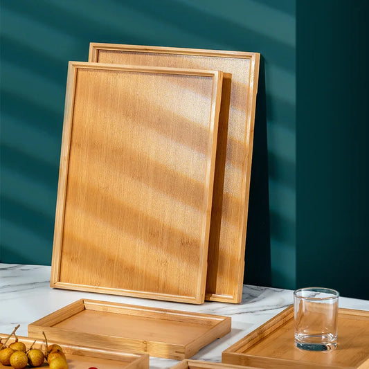 Wooden Tray High-value Rectangular Solid Wood Tea Fruit Snack Tray Desktop Storage Tools Homehold Restaurant Utility Wooden Tray