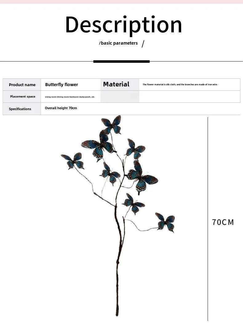 27.6 Inch Artificial Butterfly Flowers with Dried Branches Faux Floral Arrangement for Home Decor Window Display Wedding