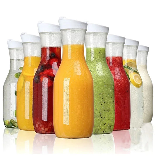 50 Oz Large Plastic Water Bottle with Flip Cap, Square Base Juice Container, Clear Plastic Water Bottle, Beverage Milk Bottle