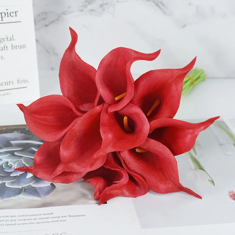 10/5Pcs Fake Calla Lily Artificial Flower Decorations for Home 37cm Flower Wedding Bridesmaids Bouquet