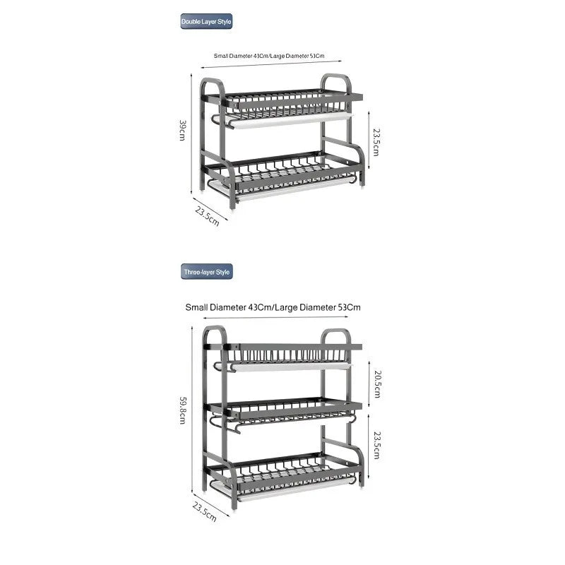 【Multi-Functional Kitchen Storage Rack】Dish Plate Organizer with Drainage Rack Countertop Utensil Holder for Chopsticks &