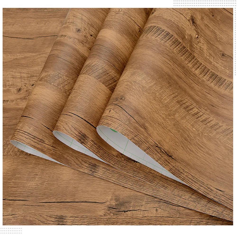 PVC Waterproof Self Adhesive Wallpaper Wall in Rolls Furniture Cabinets Vinyl Decorative Film Wood Grain Stickers For Home Decor