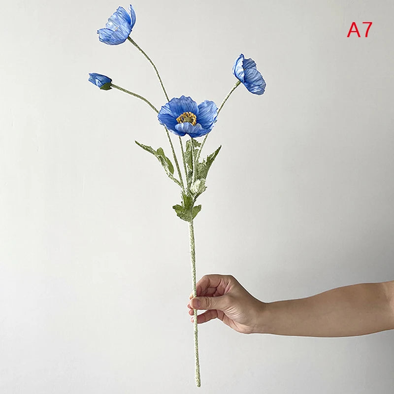 High Quality Beautiful Artificial Poppy Silk Flowers Fake Flower for Home Wedding Salon Party Luxury Decoration