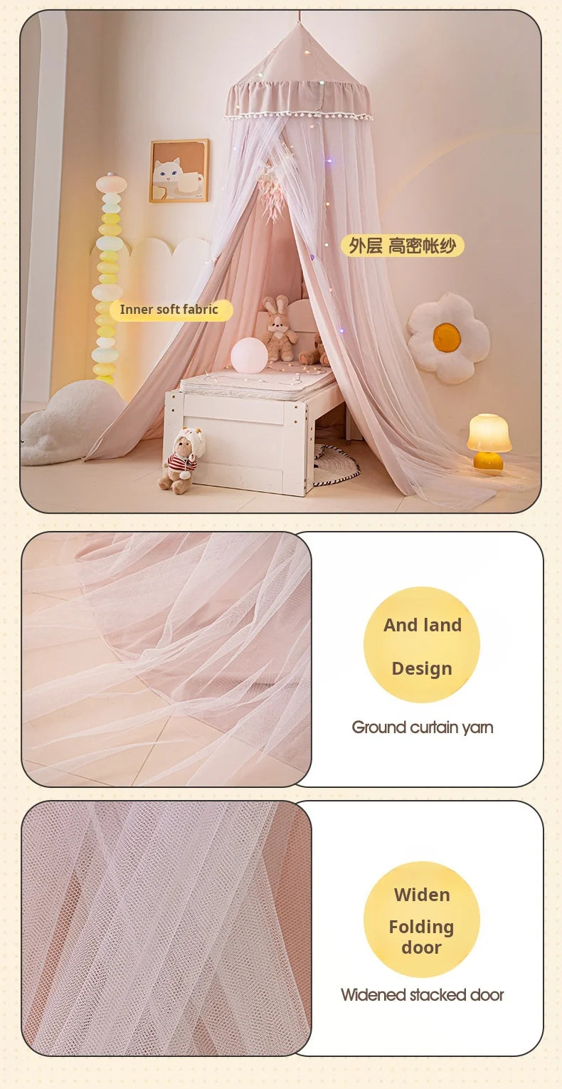 Dome bed curtain children's indoor light-proof bed curtain windproof bedside ceiling blackout double-layer mosquito net curtain