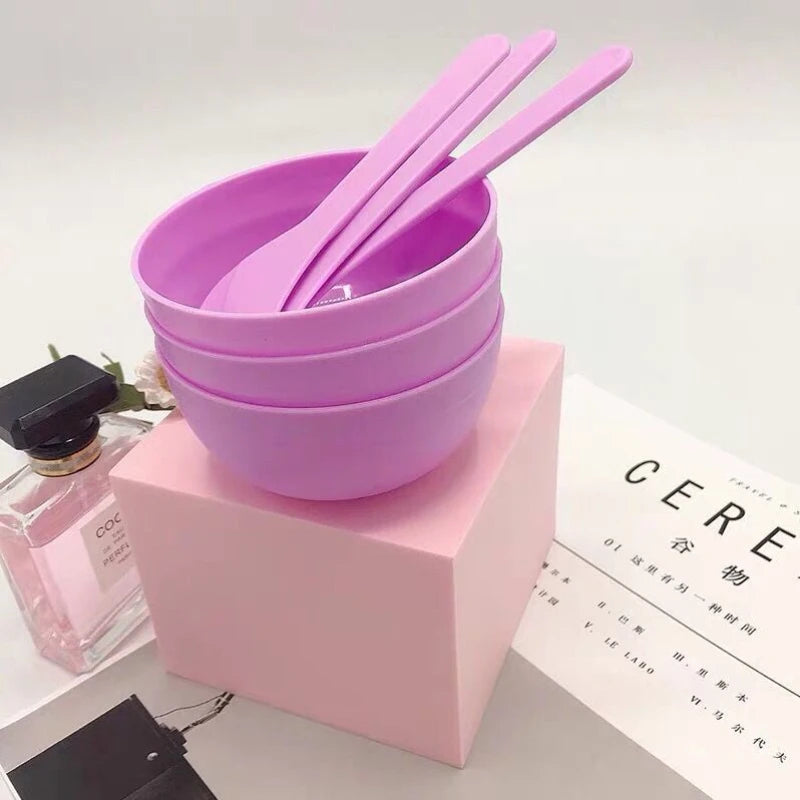 3 SET small DIY Face Masks and Mud Bowl Spoon Set Portable Beauty Tools for Homemade Essential Oil Mixing and Skin Care