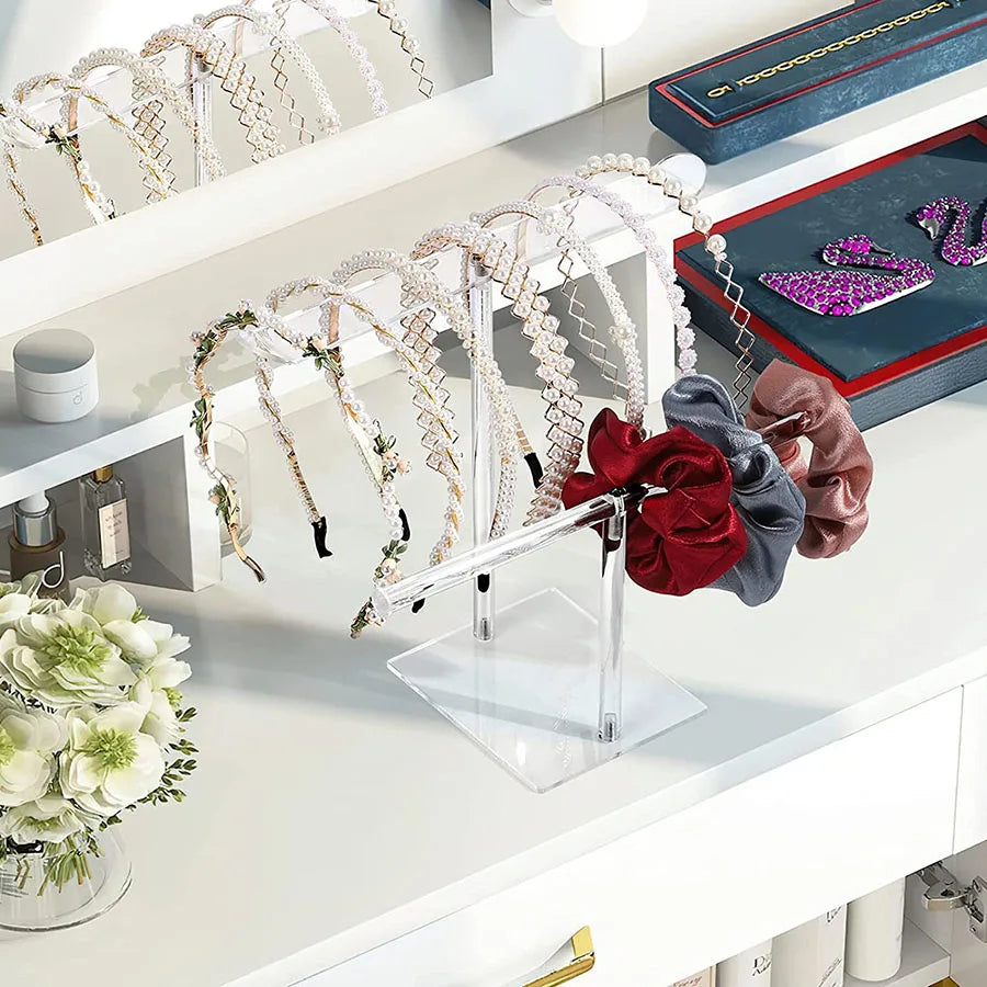 Clear Headband Holder Rack Acrylic Detachable Necklace Bracelet Display Stand Hair Accessory Bar Durable for Hairband Organizer