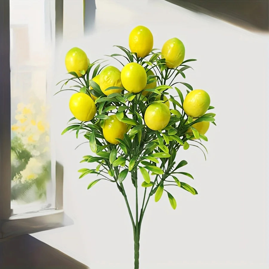 Very realistic artificial lemon tree branch plastic simulation plant for room  kitchen party dining table central decoration