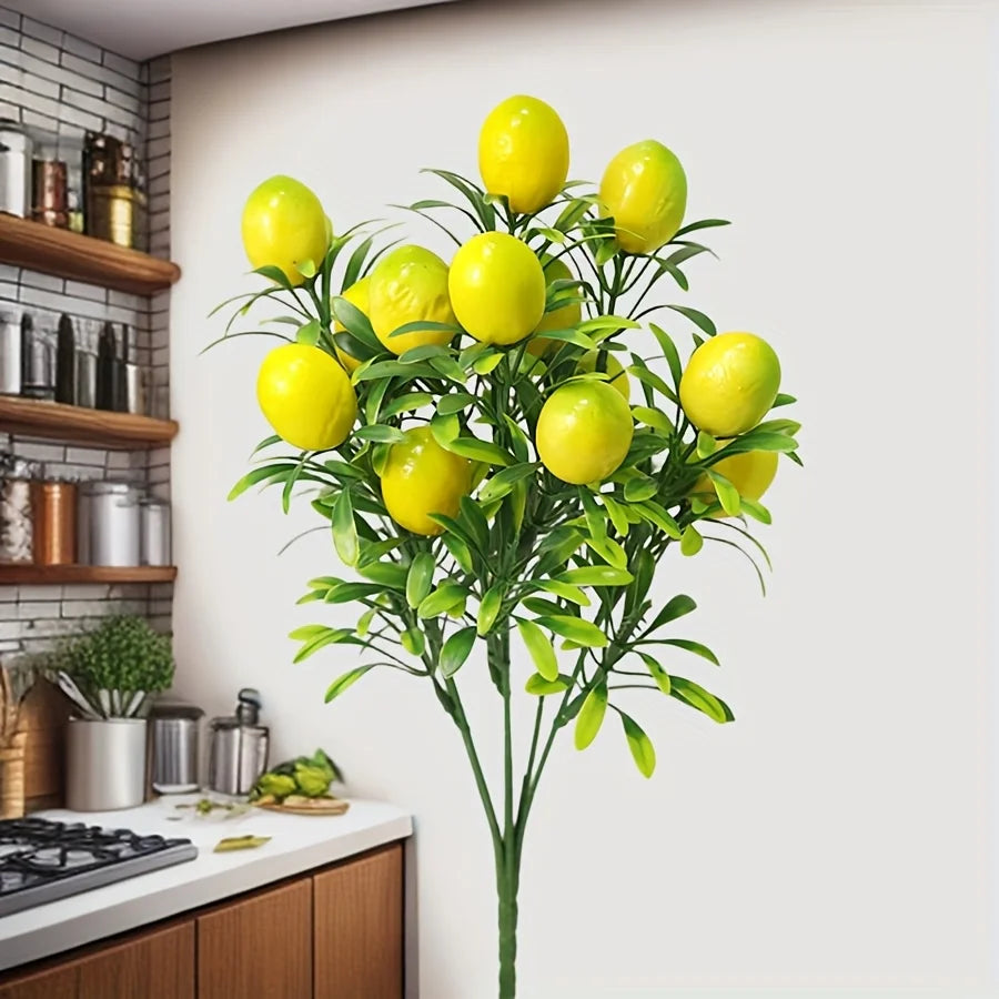 Very realistic artificial lemon tree branch plastic simulation plant for room  kitchen party dining table central decoration