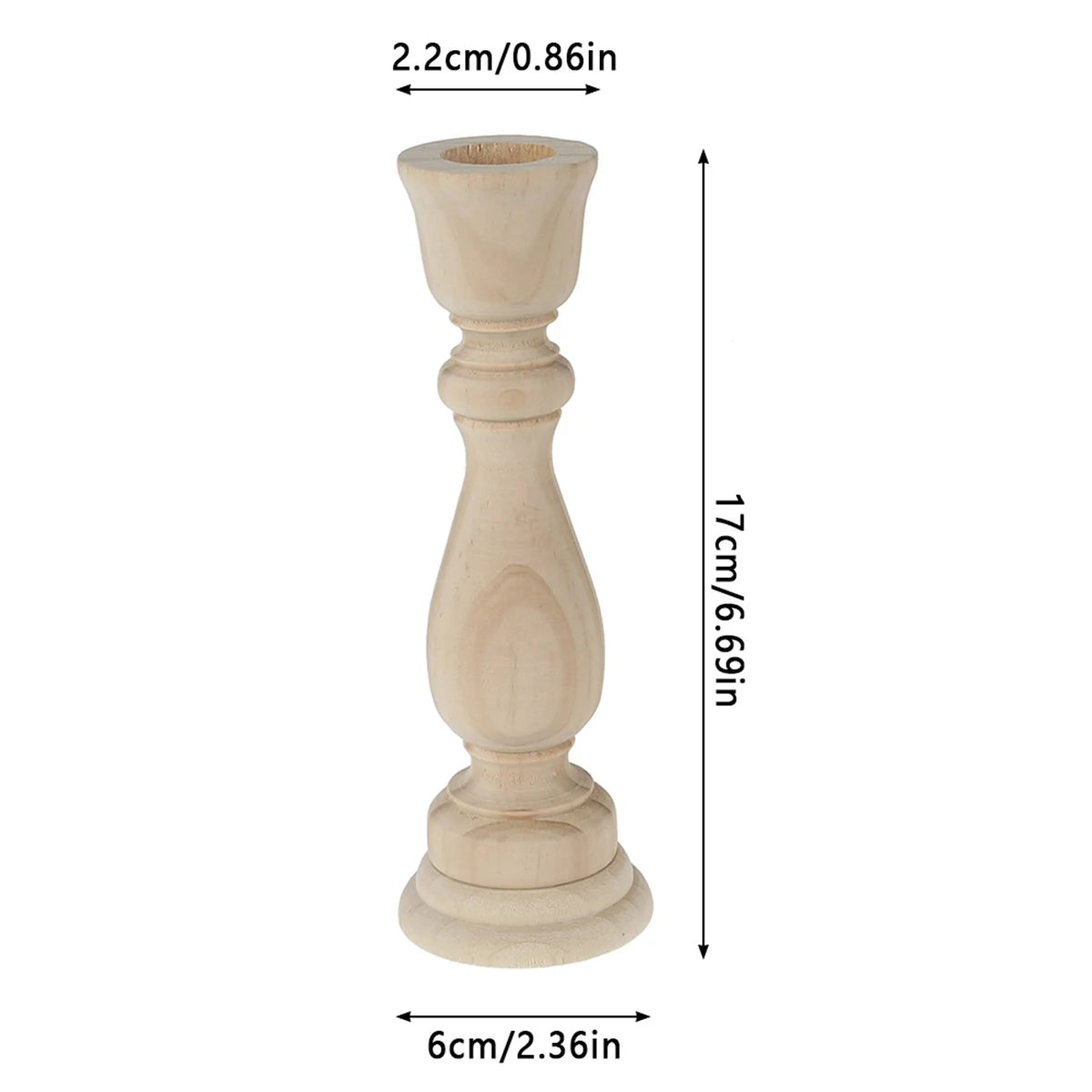 Wooden Candlesticks Unfinished DIY Classic Craft Candle Holders for Paint or Living Room Home Wedding Holiday Decorations