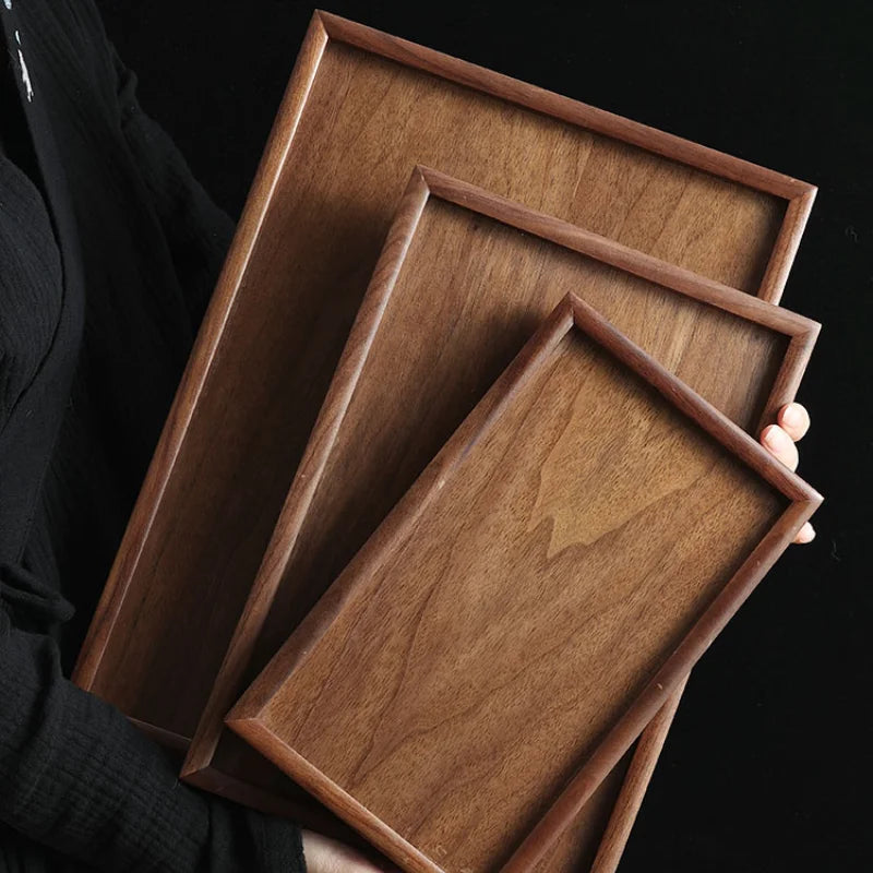 Simple Solid Wood Tea Tray Household Wooden Tray Living Room Snacks Snack Tray Pot Bearing Dry Bubble Table