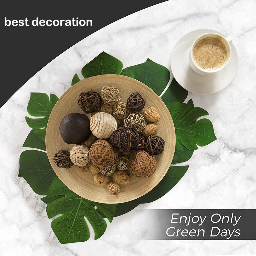 Artificial Tropical Palm Leaves Safari Jungle Decorations Hawaiian Luau Party Leaf Home Table Decor Wedding Birthday Fake Plants