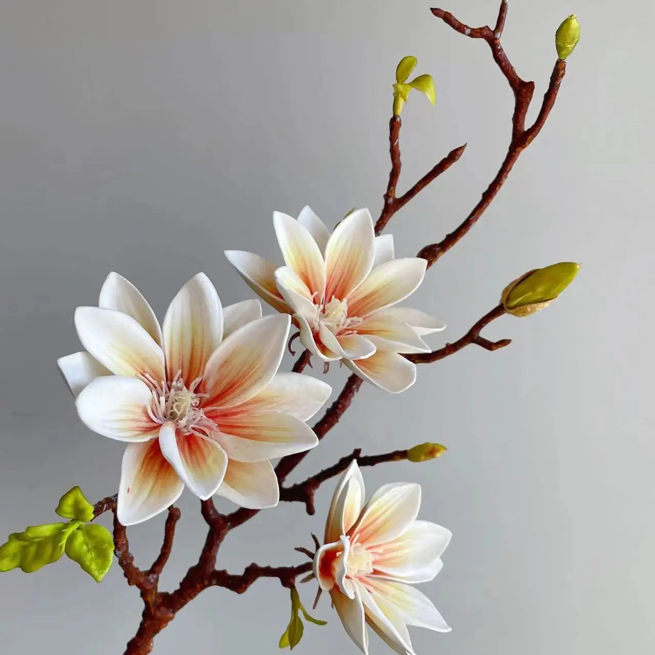 Realistic Artificial Magnolia Flower Stem Faux Gradient Lotus Flower Branch For Wedding Party Home Table Decor Room Fake Flower