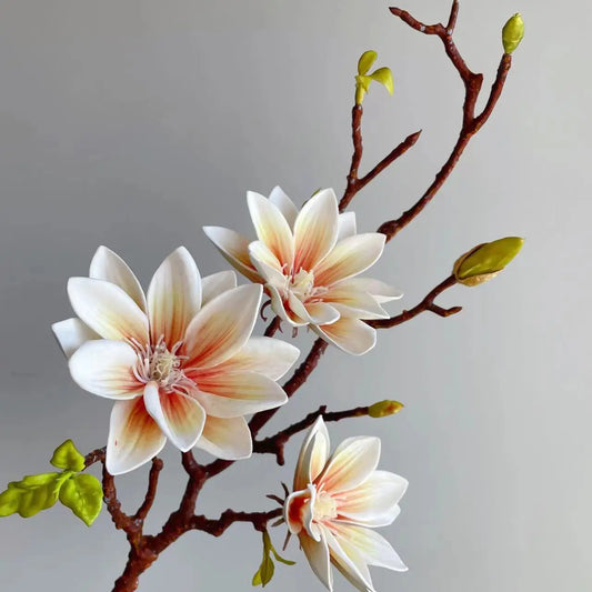 Realistic Artificial Magnolia Flower Stem Faux Gradient Lotus Flower Branch For Wedding Party Home Table Decor Room Fake Flower