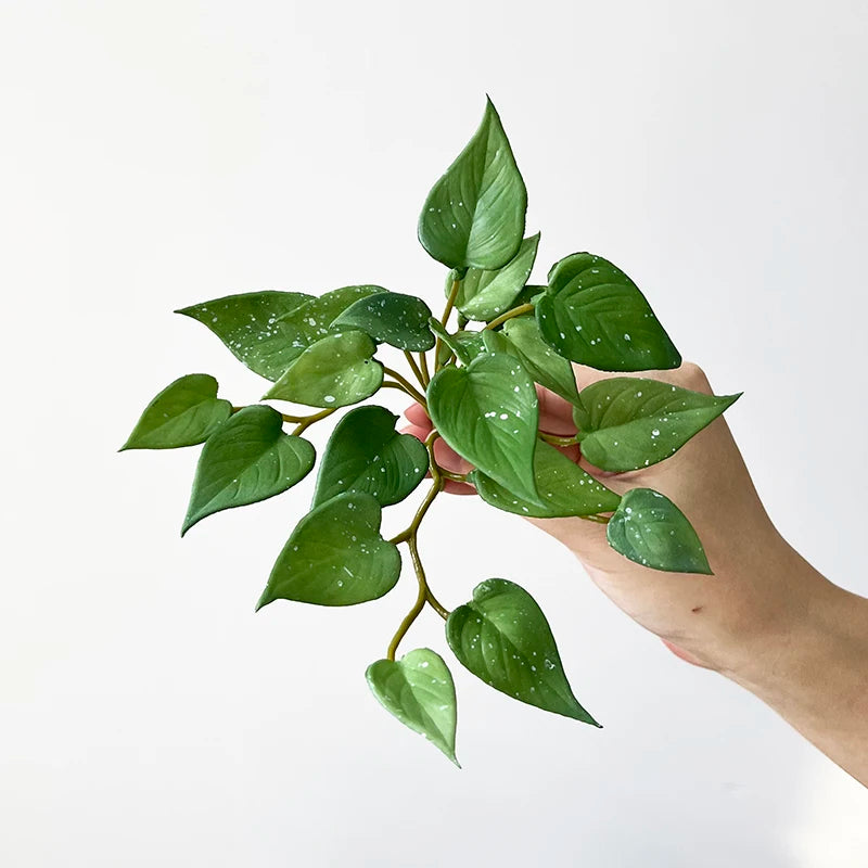 Artificial Plant Mini Bouquet Copper Coin Grass Soft Glue Fake Green Plants Wall Hanging for Home Office Garden Decoration