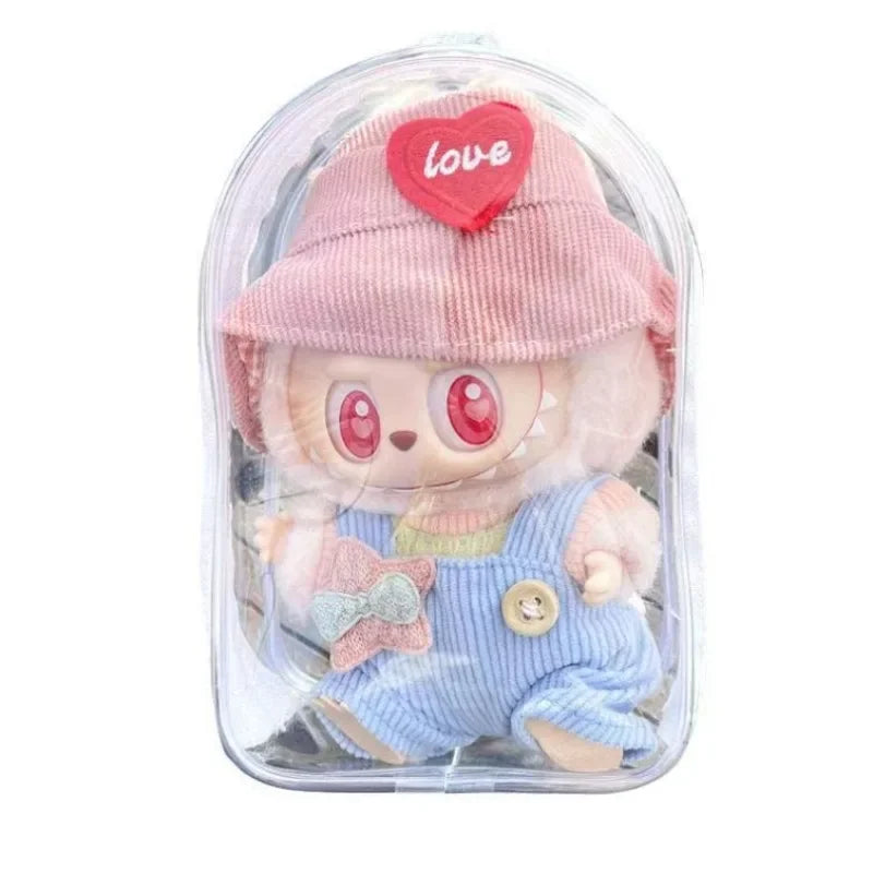 Labubu Protect Case Labubu Sitting Party 15cm Cotton Doll Shoulder Pain Bag PVC Storage Bag Labubu Walk Bag Dustproof
