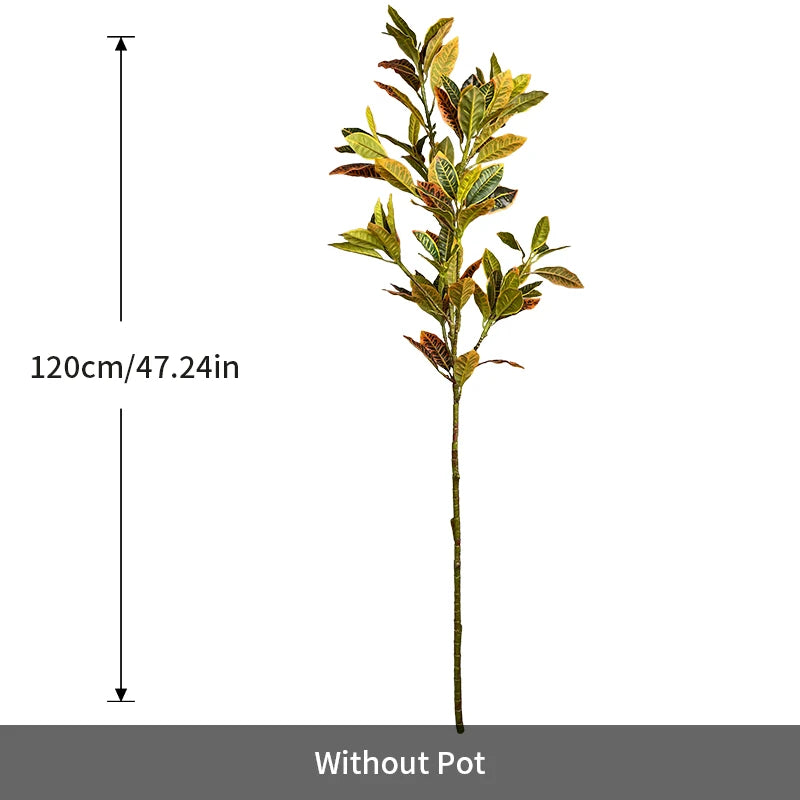 80-120cm Artificial Large Tropical Plant Branch Fake Magnolia Leaves Plastic Banyan Tree Branch for Home Garden Party Decoration