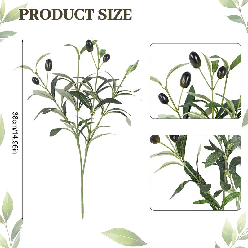 1/3/5Pcs Artificial Plant With Fake Fruit Olive Leaves Tree Branch For Home Garden Vase Decoration Wedding Bouquet Silk Flowers