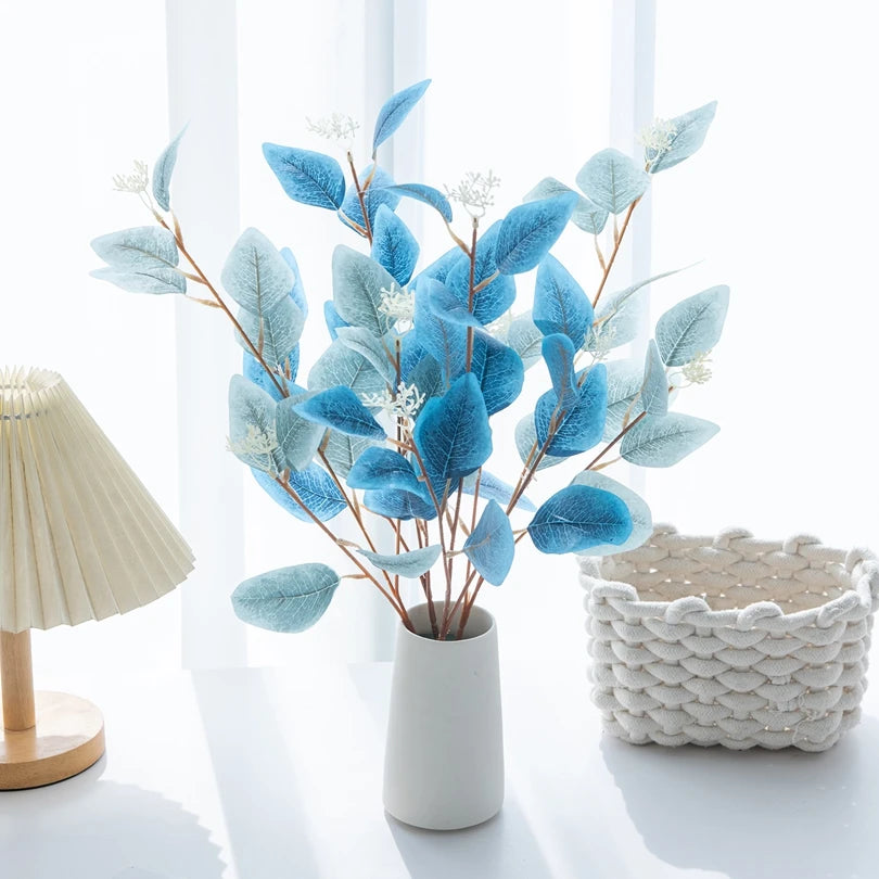 Artificial Plants Fake Leaves Three Pronged Eucalyptus Bonsai Home Decorations Outdoor Dining Table Office Decor Shooting props