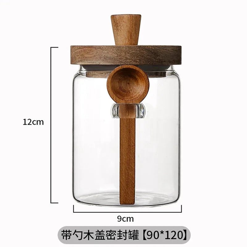 Coffee Bean Storage Jar with Glass Seal and Spoon Storage Jar