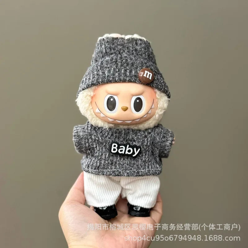 Labubu high imitation big baby clothes 17cm vinyl doll pendant plush toy clothes suit skirt