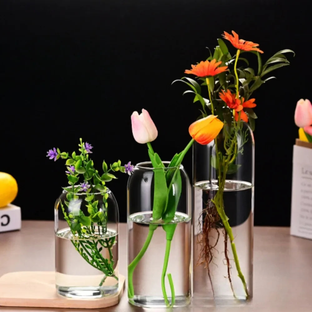 Creative Hydroponic Plant Glass Simple Modern Bottle Flower Vase for Centerpieces Desktop Home Dining Wedding Modern Wedding