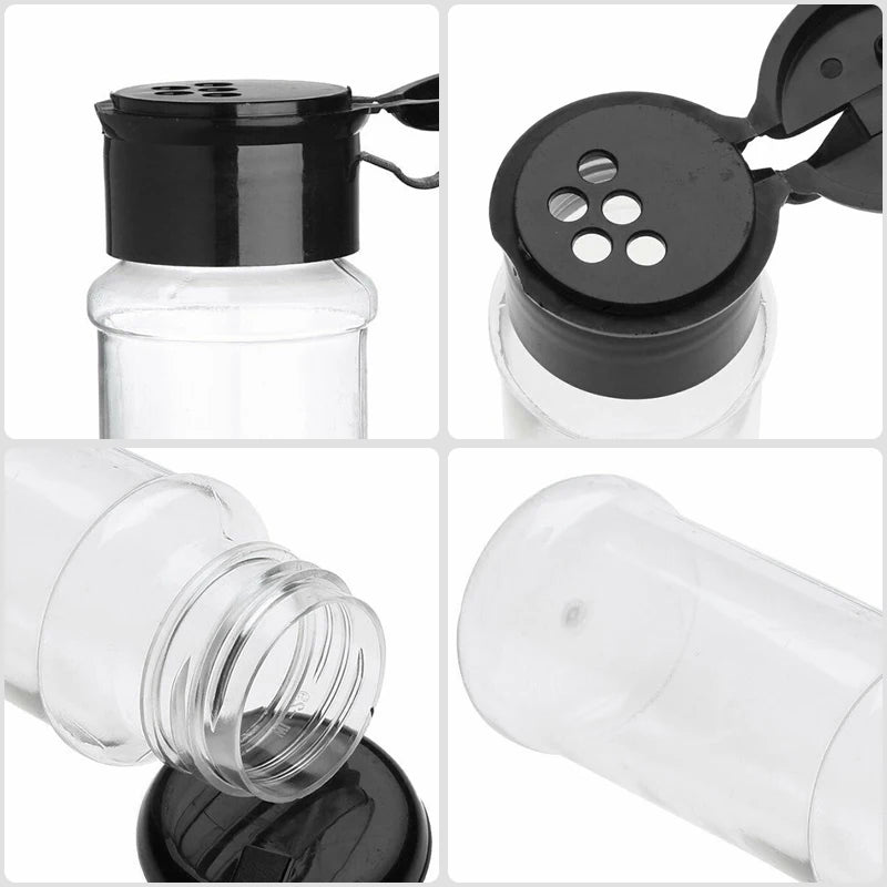 Spice Jars Seasoning Shaker Bottles Plastic Kitchen Spices Storage Condiment Jar Salt Pepper Boxes Kitchen Spice Organizer Rack