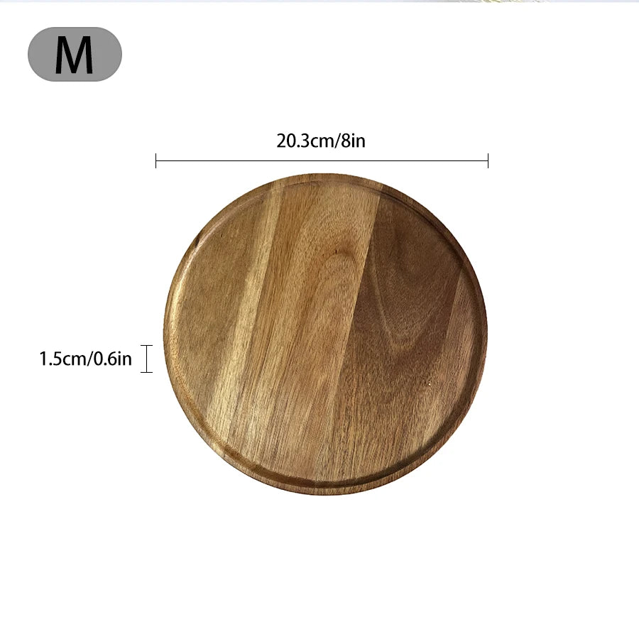 Classic circular wooden tray for kitchen restaurant serving baking dessert tray jewelry storage tray