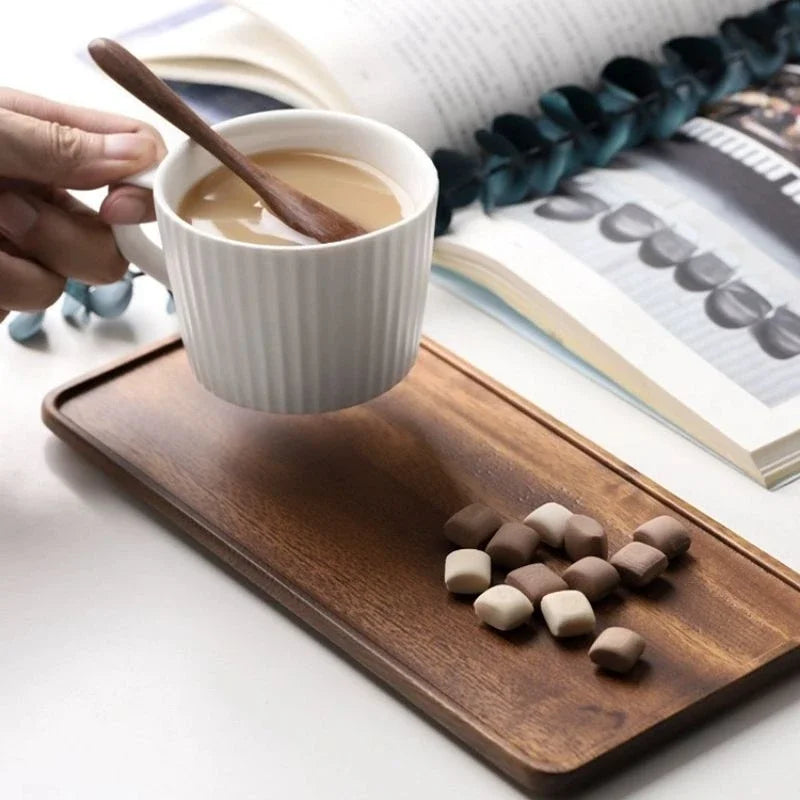 Natural Wooden Tray Serving Table Tray Table Plate Snacks Food Storage Dish Sushi Plate for Hotel Home Serving Tray