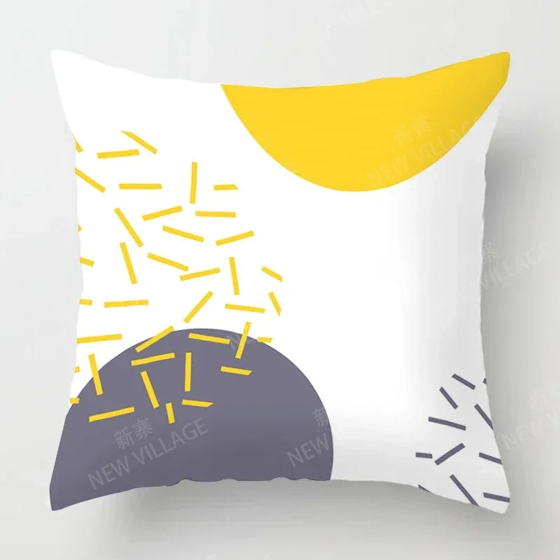 Upgrade your living room decor with a stylish geometric cushion cover in yellow and white Home Decor 45x45 40x40 50x50 60x60