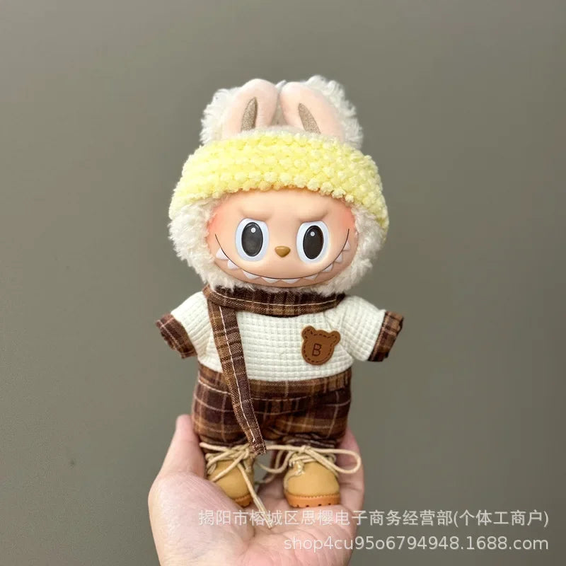 Labubu high imitation big baby clothes 17cm vinyl doll pendant plush toy clothes suit skirt